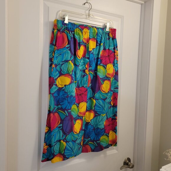 Vintage Retro-Print Vibrant Colourful Jaeger Set - Skirt and Blouse Set - Floral - Picture 6 of 15